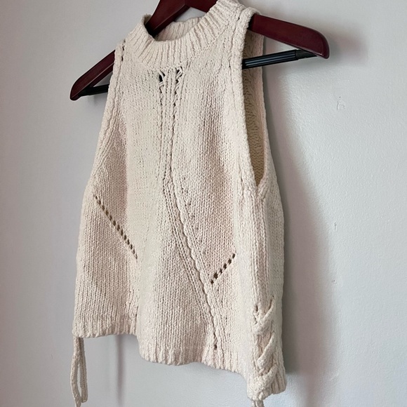 3.1 PHILLIP LIM Cream Sleeveless Sweater with Side Ties Women’s SZ Small Petite - Picture 4 of 9